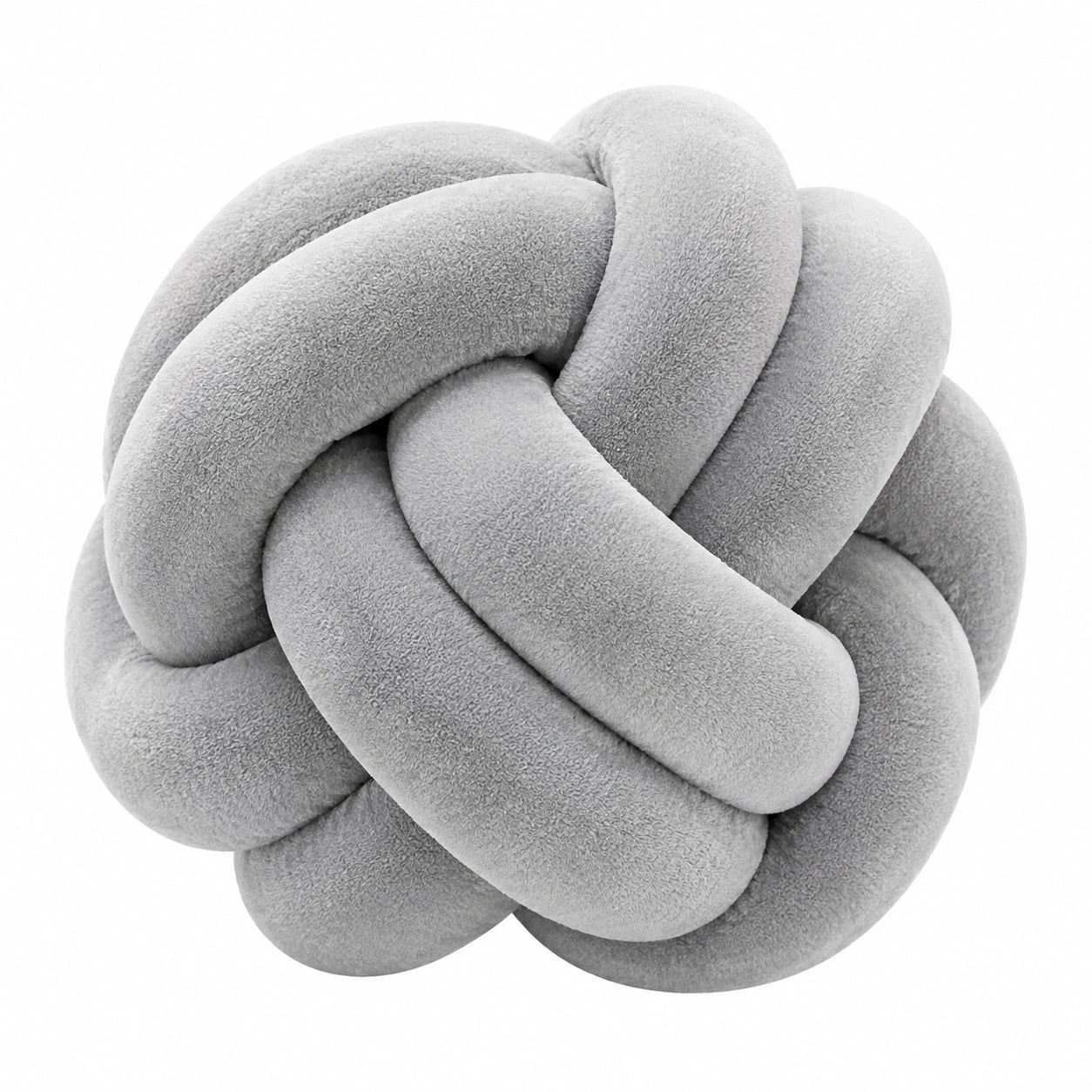 Cuscino decorativo a nodo 30 cm in tessuto bouclé grigio per divano e letto stile moderno