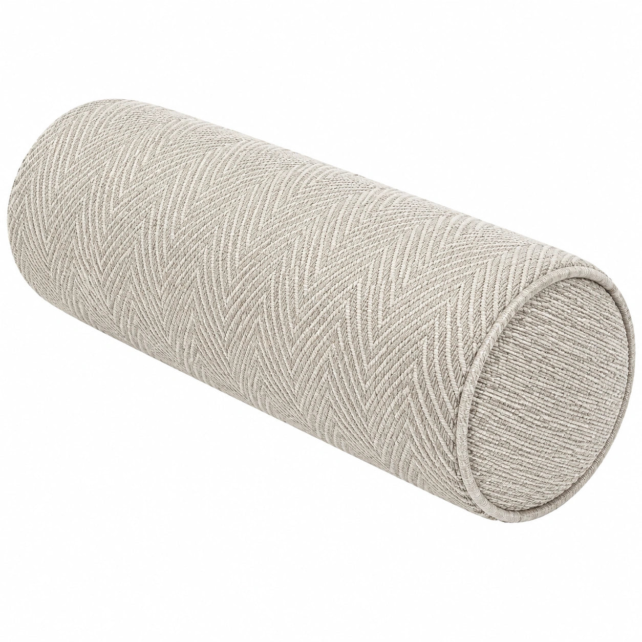 Cuscino cilindrico 20 x 50 cm in tessuto beige a trama geometrica decorativo