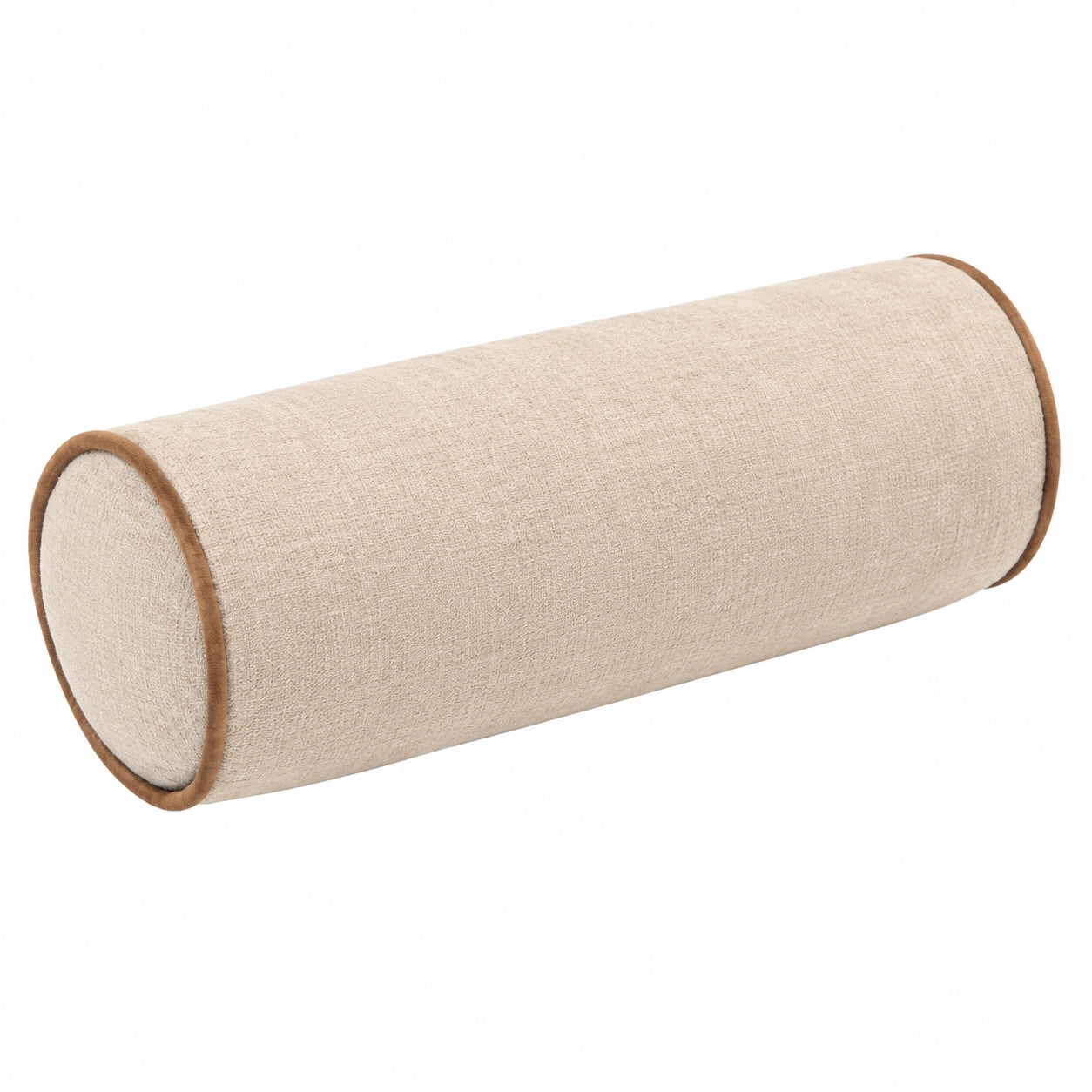 Cuscino cilindrico 20 x 50 cm in tessuto beige e marrone - supporto decorativo