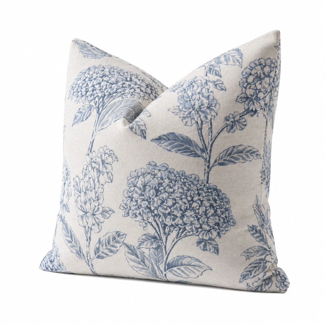Cuscino decorativo quadrato 45 x 45 cm in tessuto beige e blu con motivo floreale stile classico