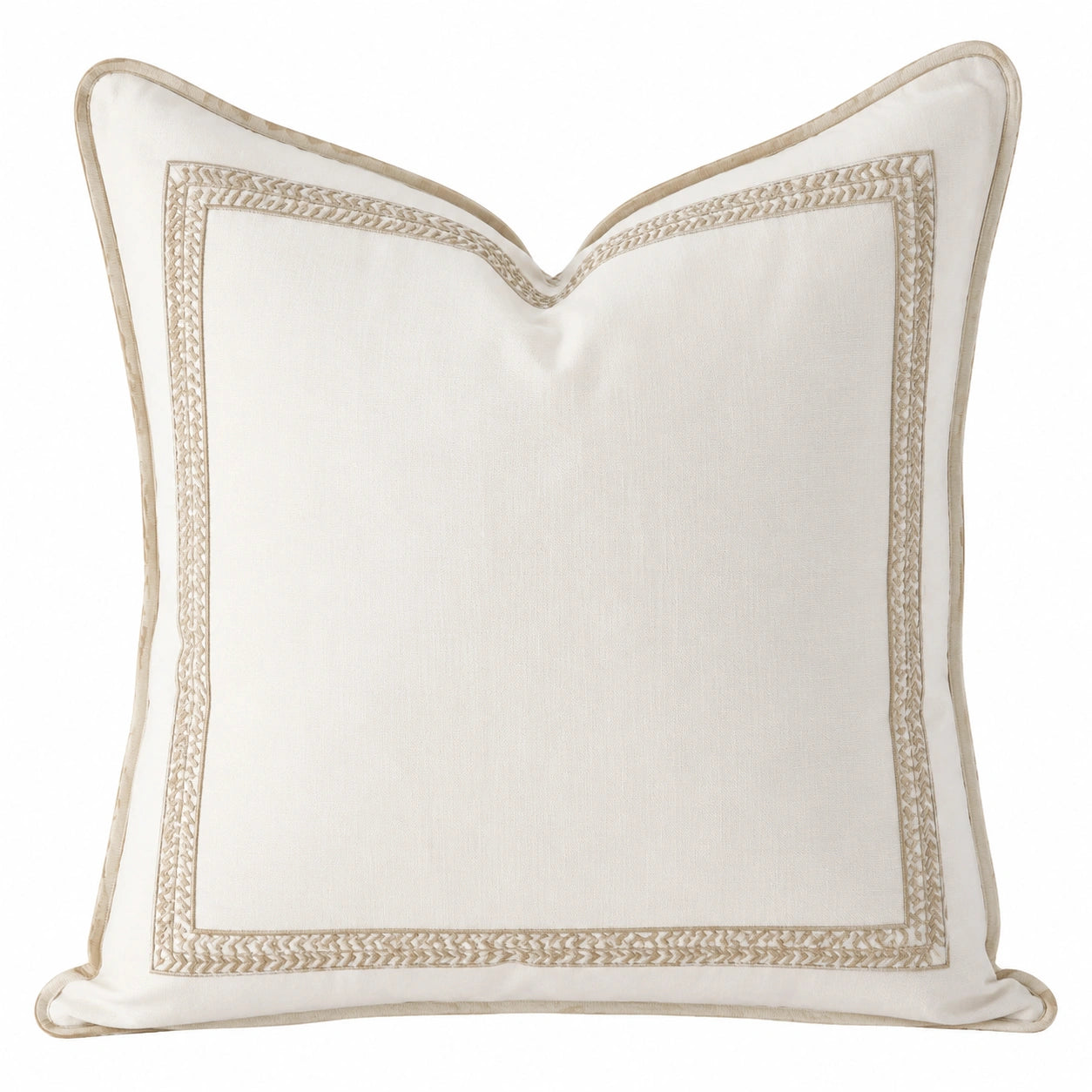 Cuscino decorativo 50 x 50 cm in tessuto bianco e beige stile classico