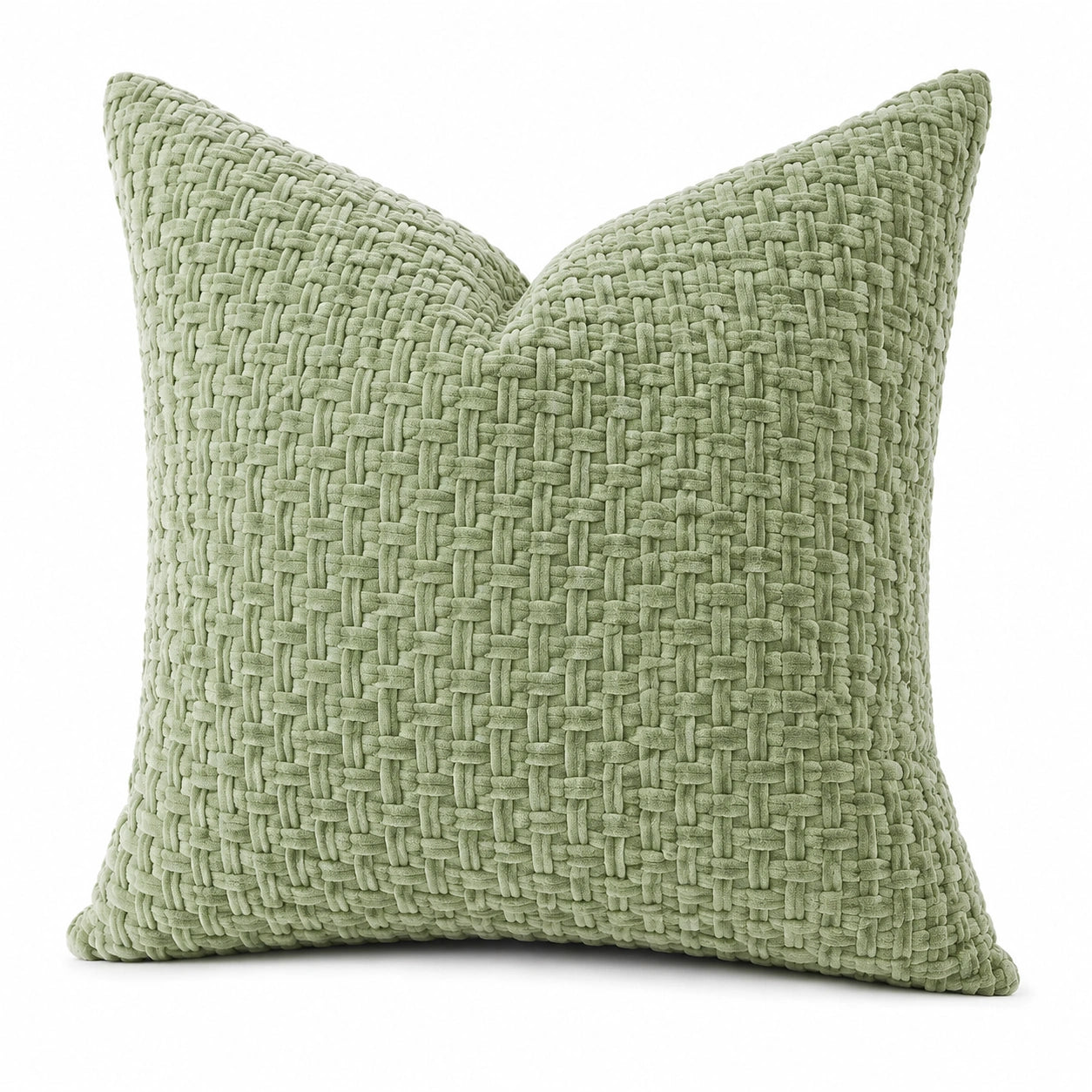Cuscino decorativo quadrato 45 cm verde salvia in tessuto intrecciato - stile moderno