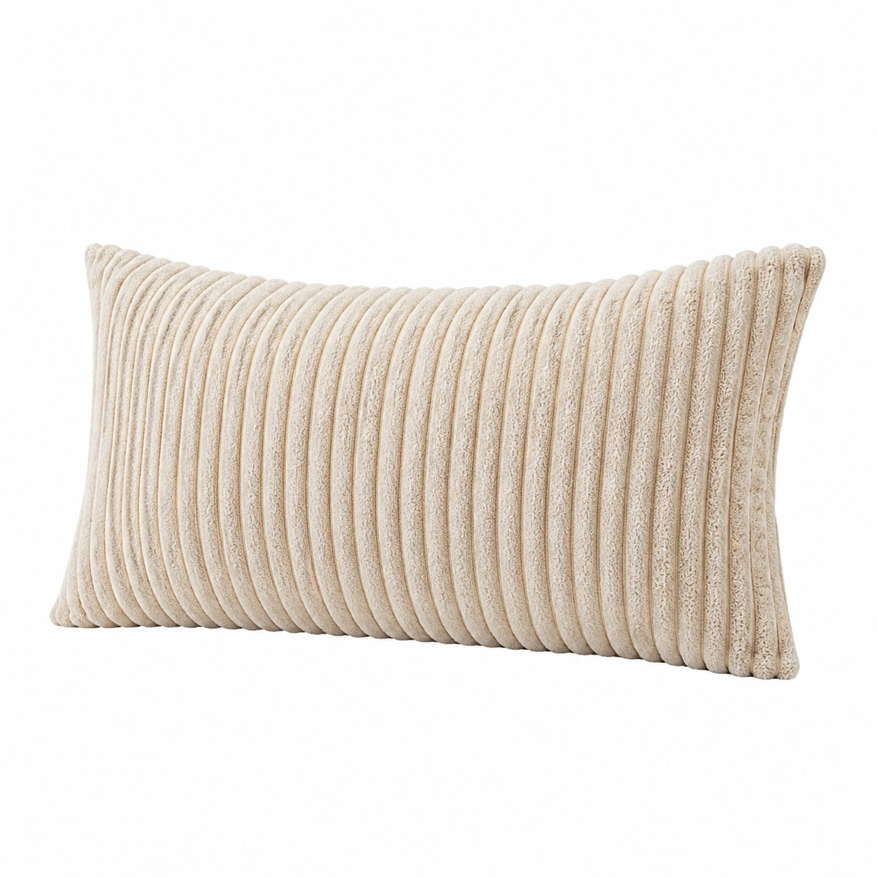 Cuscino decorativo 50 x 30 cm in tessuto a coste color crema - stile moderno