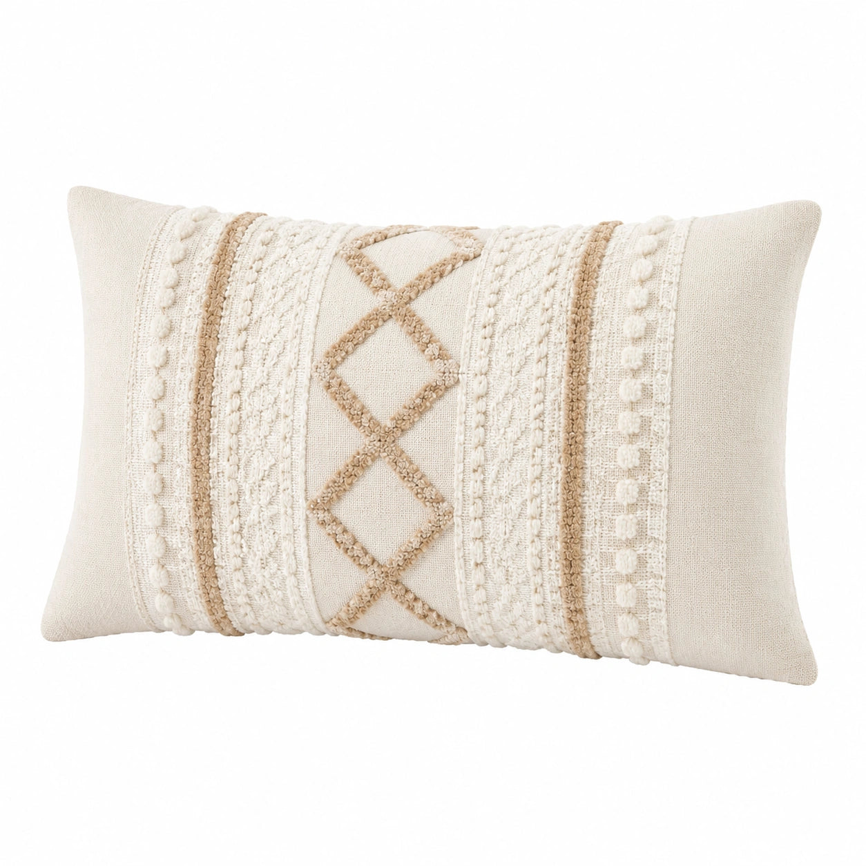 Cuscino decorativo rettangolare 50 x 30 cm in tessuto beige stile boho