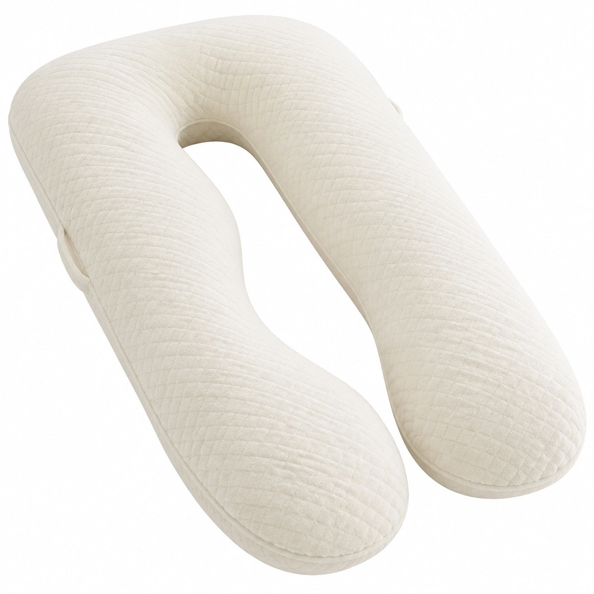 Cuscino gravidanza a U 140 cm in poliestere trapuntato avorio per supporto corpo