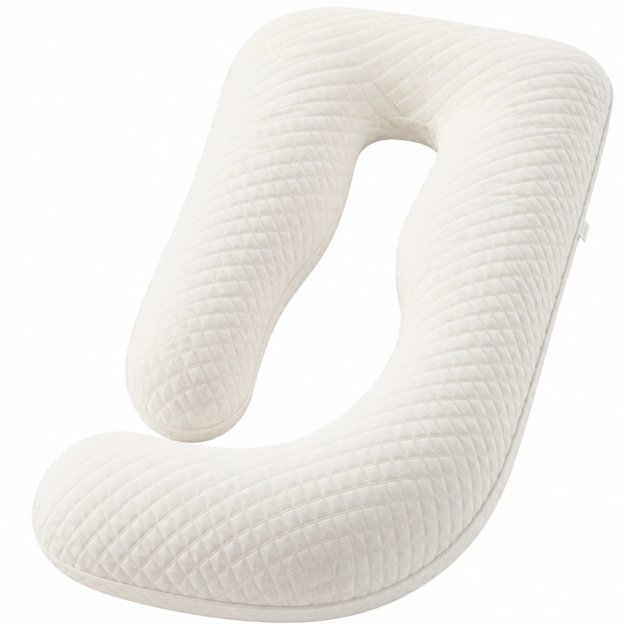 Cuscino gravidanza a U 140 cm in tessuto trapuntato bianco per riposo e sostegno