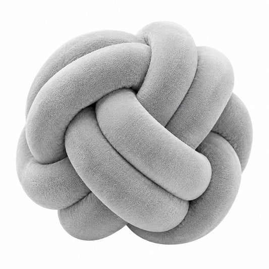 Cuscino decorativo a nodo 30 cm in tessuto bouclé grigio per divano e letto stile moderno