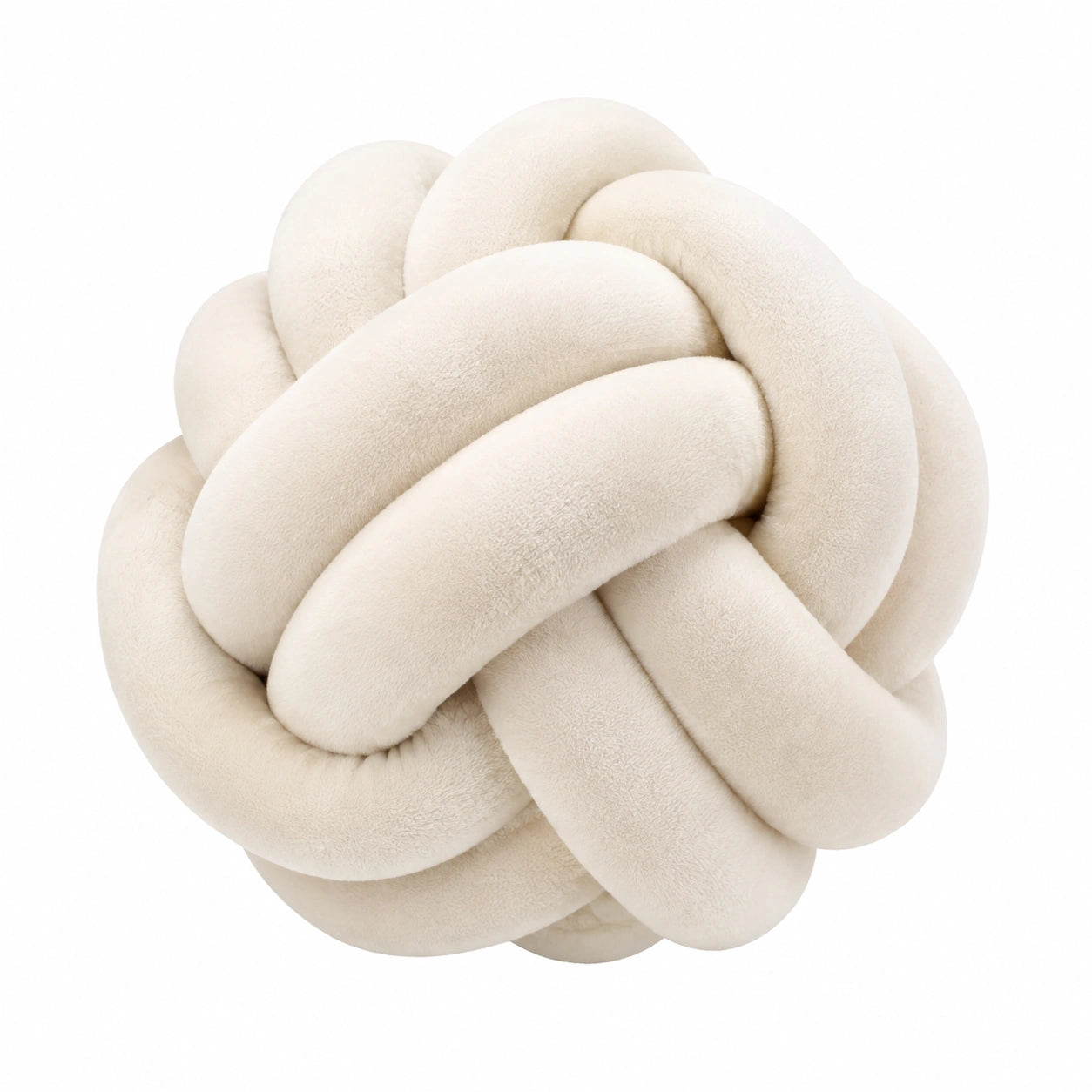 Cuscino decorativo annodato 30 cm in tessuto effetto peluche avorio - stile moderno