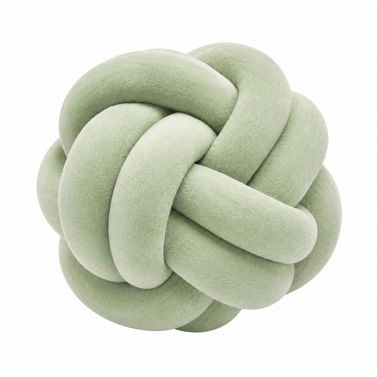 Cuscino decorativo annodato 30 cm in tessuto effetto peluche verde salvia