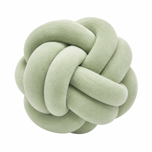 Cuscino decorativo annodato 30 cm in tessuto effetto peluche verde salvia