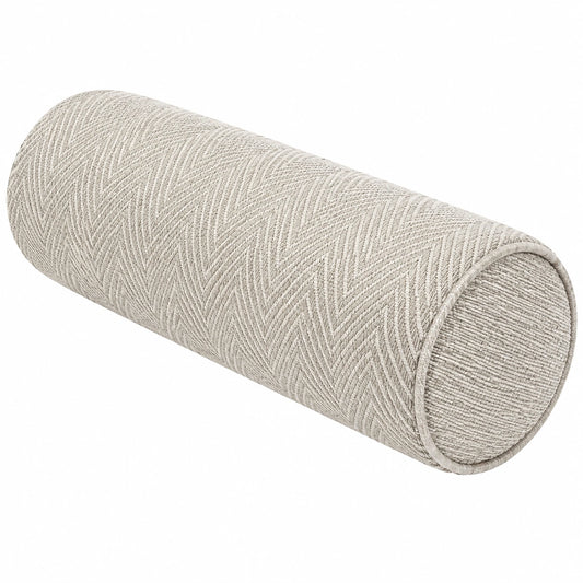 Cuscino cilindrico 20 x 50 cm in tessuto beige a trama geometrica decorativo