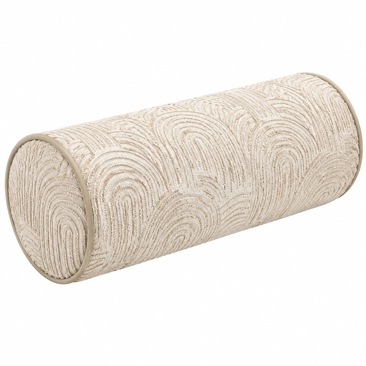 Cuscino cilindrico 20 x 50 cm in tessuto beige decorativo per divano stile contemporaneo
