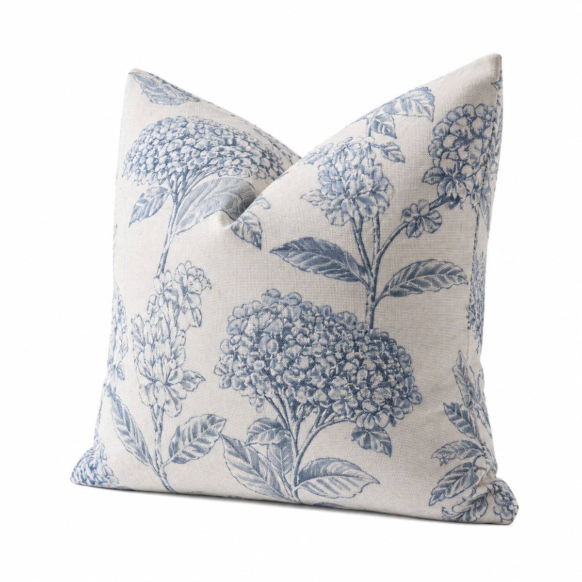 Cuscino decorativo quadrato 45 x 45 cm in tessuto beige e blu con motivo floreale stile classico