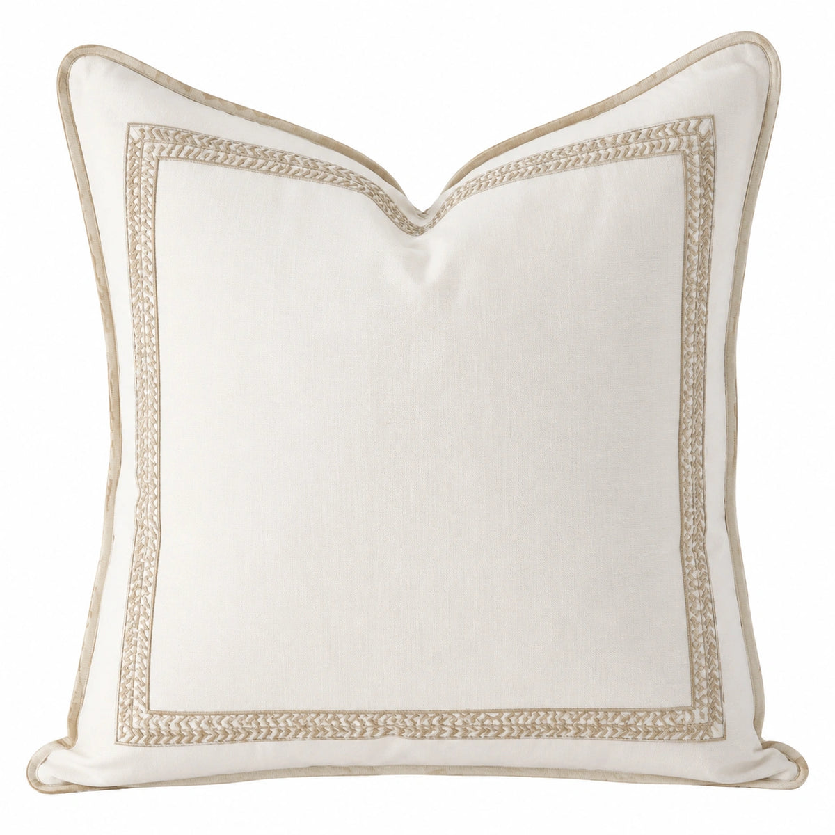 Cuscino decorativo 50 x 50 cm in tessuto bianco e beige stile classico
