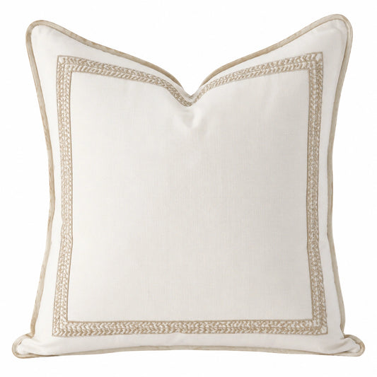 Cuscino decorativo 50 x 50 cm in tessuto bianco e beige stile classico