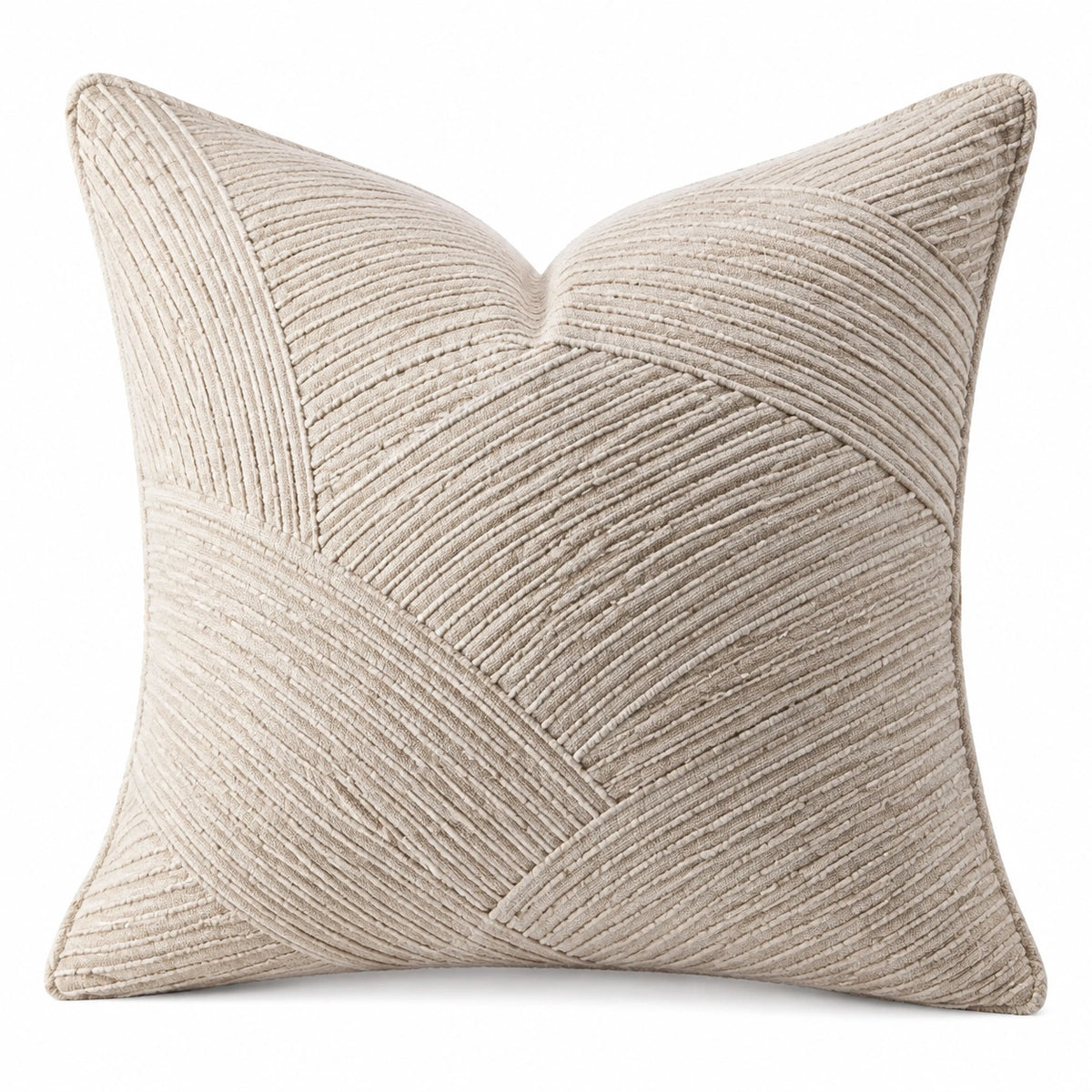 Cuscino decorativo quadrato 45 x 45 cm in tessuto beige testurizzato per divano stile moderno