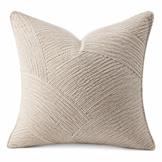 Cuscino decorativo quadrato 45 x 45 cm in tessuto beige testurizzato per divano stile moderno