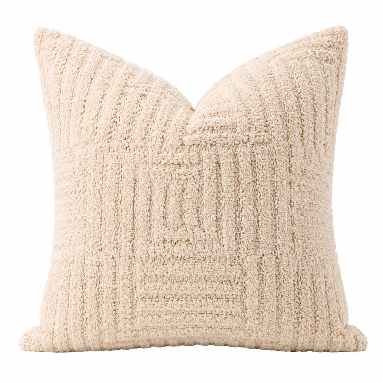 Cuscino decorativo quadrato 45 x 45 cm in tessuto bouclé crema morbido