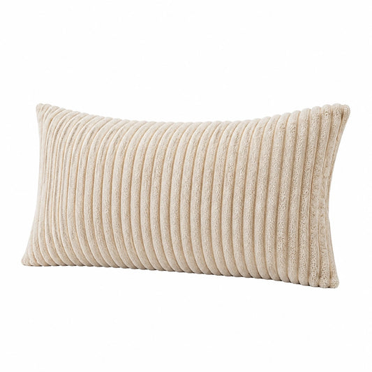 Cuscino decorativo 50 x 30 cm in tessuto a coste color crema - stile moderno