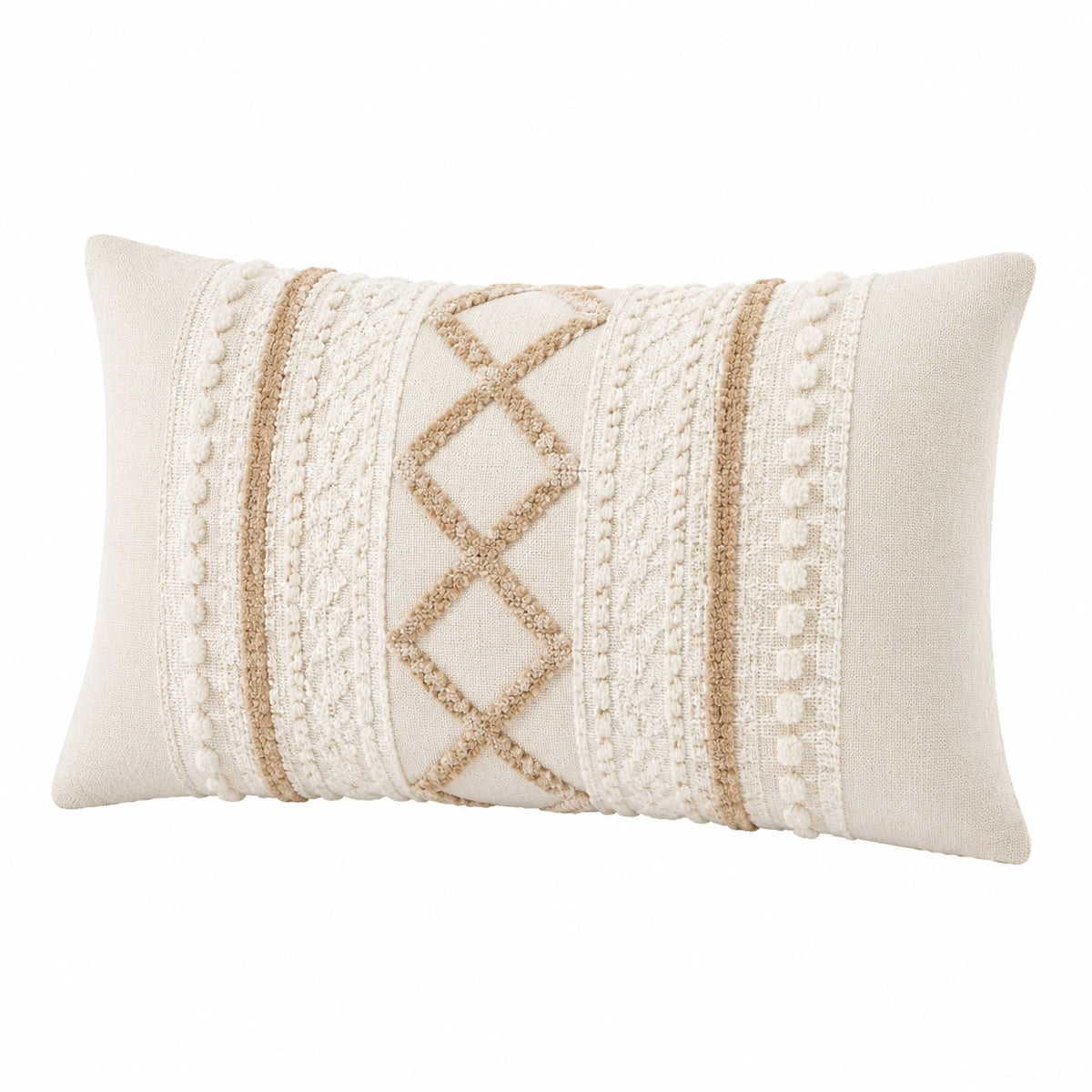 Cuscino decorativo rettangolare 50 x 30 cm in tessuto beige stile boho
