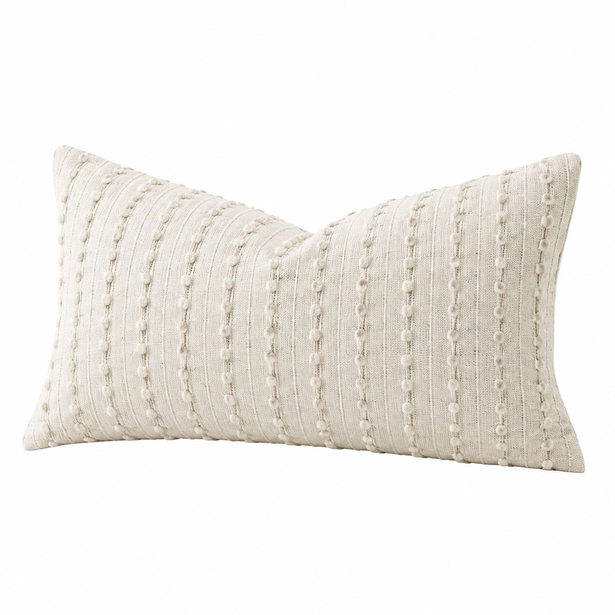 Cuscino rettangolare 50 x 30 cm in cotone avorio decorativo a rilievo