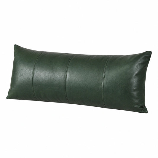 Cuscino decorativo 60 x 30 cm effetto pelle verde scuro stile moderno