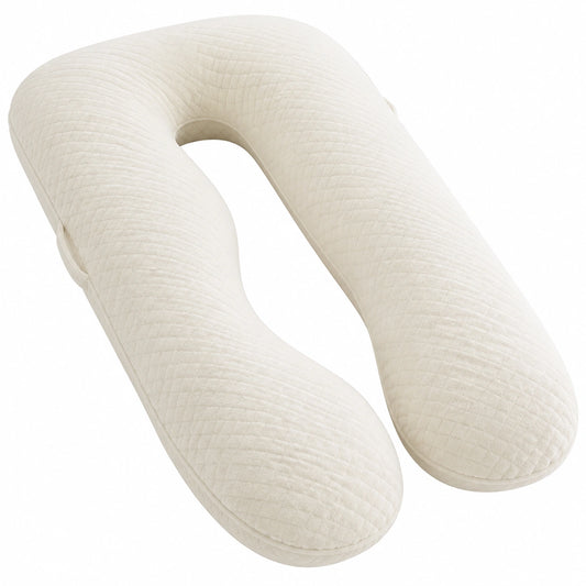 Cuscino gravidanza a U 140 cm in poliestere trapuntato avorio per supporto corpo